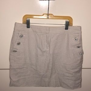JCREW grey and white striped skirt